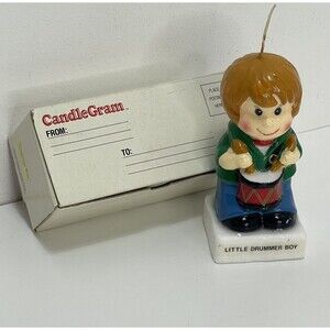 Vtg DRUMMER BOY Hand Painted Candle Candlegram 1983 With Original Box